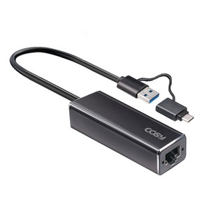 2 in 1 C타입 유선 랜카드 USB 기가 LAN 어댑터, 1개