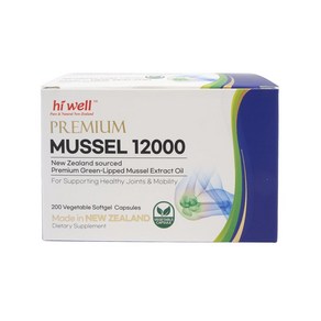 (뉴질랜드직배) 하이웰 프리미엄 초록홍합오일 12000mg 200캡슐 HI WELL MUSSEL, 200정, 1개