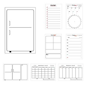냉장고 지도 화이트보드 투명 필름 접착 스티커 월간 계획표 일주일 식단표 마카펜, 05 식품리스트