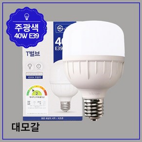 불빛가게 40W E39 대모갈 T벌브 주광색 LED 램프 고휘도 상가 소켓 문주 상업시설, 1개