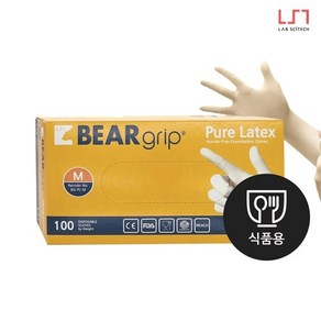 식약처 인증 라텍스 일회용 글러브 - BEARgip Pue Latex 세계 판매 1위 니트릴 장갑 Latex Glove 장갑 실험용 장갑 KFDA 인증 식품용, 1개