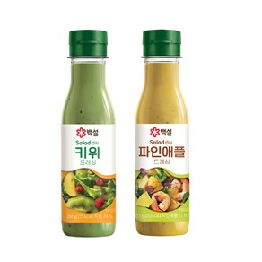 [백설]CJ제일제당 과일 다이어트 드레싱 키위+파인에플 250G 샐러드 드레싱 (아이스박스+아이스팩) 새콤달콤드레싱, 1세트