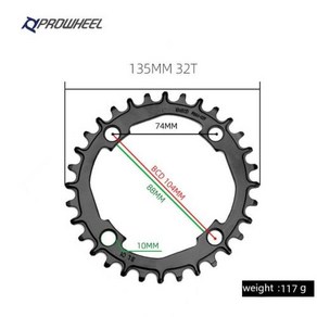 자전거 체인 PROWHEEL-산악 좁은 와이드 체인링 32T 34T 36T 38T 40T 체인 휠 104BCD MTB 스프로킷 치아 플레이트 크랭크 부품, 1개