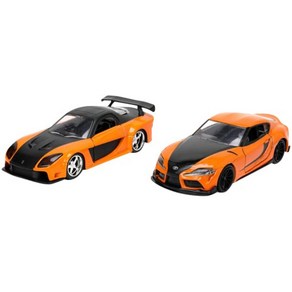 Jada Toys 132 와일드 스피드 시리즈 한 마쓰다 RX7토요타 수프라(오렌지블랙), 1개