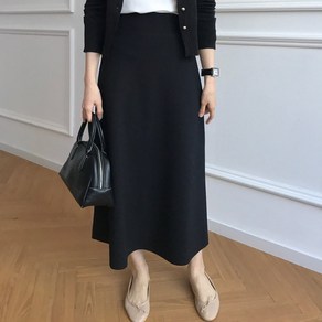 럭키제이 슬림핏 텐션 A라인 스판 스커트 여성용