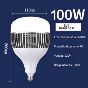 슈퍼 파워 E27 LED 전구 차고 조명 가정용 100W 고휘도 LT012-S 220V 11x20cm 1 개