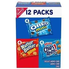 나비스코 오레오 넛터 버터 칩스 아호이 미니 12팩 OREO Mini Nutte Butte Bites CHIPS AHOY! Mini 12ct, 75g, 12개