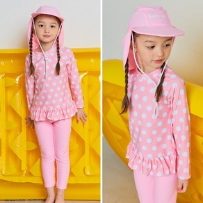 아이스샌드 유아 래쉬가드 세트+플랩캡 3pcs BR-92007 키즈 여아 수영복
