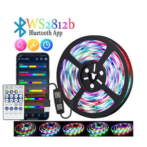 RGB LED바 간접 줄조명 5V 5050 WS2812B RGB 파노라마 LED USB 블루투스 뮤직싱크 컨트롤러 28버튼 리모컨, 1세트, 5050 WS2812B IC RGB-10m