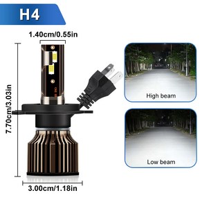 SEAMETAL 초극강 밝기 자동차 LED 라이트 전조등 헤드라이트 전차종 장착 가능 H1 H4 H7 H11 9005 9006, 2개