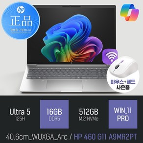 HP 프로북 460 G11 A9MR2PT 16인치 AI 사무용 노트북, WIN11 Po, 16GB, 512GB, 실버