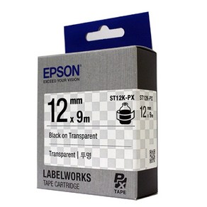 [EPSON] ST12K-PX 라벨테이프 바탕(투명)/글씨(검정) 12mm