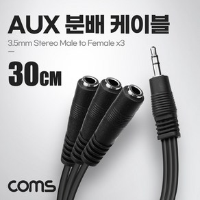 Coms AUX 분배 케이블 30cm Y형 BD075