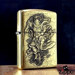 정품 Zippo 라이터 3D Wang Lingguan 도교 보호자 순수 구리 갑옷 릴리프 등유 방풍 선물 남성