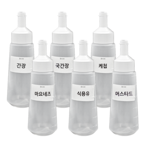 와사다 원터치 소스통 화이트 6개 + 라벨 21종 세트, 1세트, 470ml