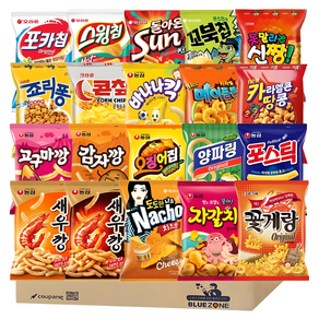 [블루존] 정량 인기스낵 20종 A세트(새우깡+매새+감깡+고깡+자갈치+포스틱+오징어집+바나나킥+양파링+나초+포카칩오+스윙칩+썬+꼬북칩+꽃게랑+콘칲+신짱+죠리퐁+카땅+카메), 1개