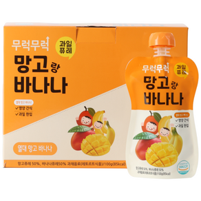 [박스판매] 무럭무럭 키즈죽 과일퓨레 1박스 (고구마 단호박 옥수수 제주당근 사과랑배 망고랑바나나 푸룬고구마 바나나단호박 중 택1), 7개