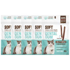 캣퓨어 고양이 소프트 덴탈껌 D&I 구강 면역건강에 도움, 20g, 5개, 혼합맛(생선/닭고기)