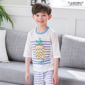 뉴욕꼬맹이 스트라이프파인 7부 자가드 실내복