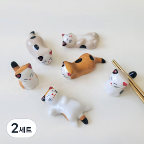 리빙안 고양이 숟가락 젓가락 받침 6종세트