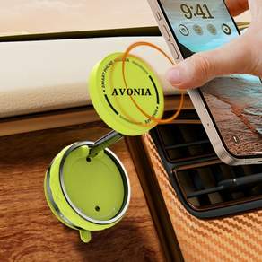 AVONIA 차량용 흡착식 핸드폰 거치대 / 360도 회전 홀더 / 자석 거치대, 네온라임, 1개