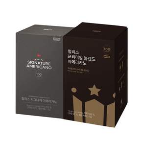 [할리스] 시그니처 아메리카노 미니 다크 100T+프리미엄 블렌드 아메리카노 100T, 1개
