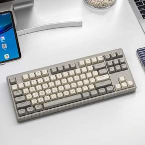 Buychoo 게이밍 오피스 무선 블루투스 키보드, 그레이, M87, 텐키리스