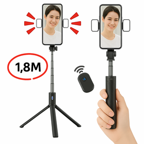 니즈램프 블루투스 삼각대 스마트폰 셀카봉, 1개, 블랙, P100D-2