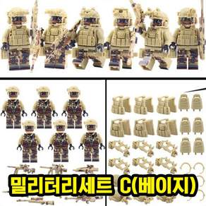 군인/특수부대/전투부대/밀리터리 호환블록 브릭미니피규어 세트 5+1종, SOL03. 밀리터리세트 : 데저트스톰 6종(로켓), 1개
