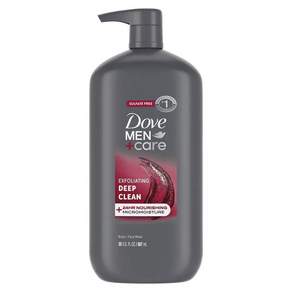 도브 멘+케어 각질제거 딥 클린 바디 + 페이스 워시, 1개, 887ml