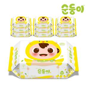 순둥이 병아리 에디션 아기물티슈 리필형 100매 10팩 (cBpR-01), 10개, 55g