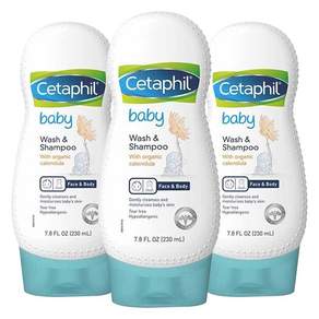 세타필 키즈 워시 & 샴푸 카렌듈라 함유, 3개, 230ml