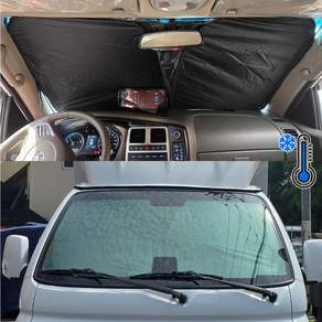 포터2 봉고3 1톤트럭 SUV 앞유리 햇빛가리개 카쉐이드, 1개, 블랙실버