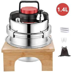 Kazama 소형 압력밥솥 스텐압력밥솥 5분누룽지가마솥 압력밥솥 추천 1-2 인용 압력밥솥 세트 1.4L 가정용 캠핑, 혼합색상