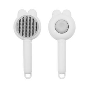 리트리트몬댄 원터치 자동털제거 버튼빗 반려견 브러쉬 고양이 강아지 빗, 1개, 흰색
