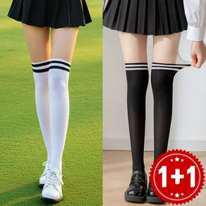 더간다 1+1 골프스타킹 사계절 투톤 착시 스타킹 1+1, 착시롱(블랙+화이트), 1세트