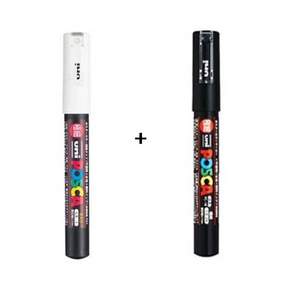 유니 포스카 1M 마카펜(0.7mm) 낱색(화이트 블랙)
