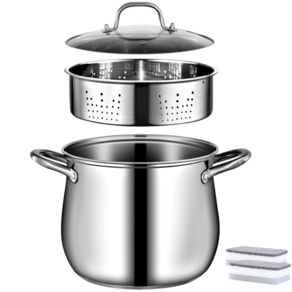 Ryusei 스텐 찜기냄비 IH 다용도 찜냄비 2단 찜냄비 찜기+찜통 냄비세트 인덕션 가스레인지 겸용 찜솥 JHC069, 1개, 22cm