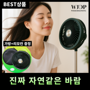 우주돌풍 무선 서큘레이터 선풍기 휴대용 접이식 캠핑 BLDC 무소음 리모컨, 딥그린