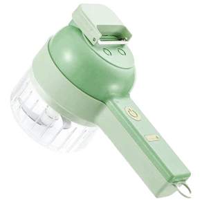 원터치 4in1 전동 무선 충전식 만능 야채 마늘 고추 슬라이서 다지기, 그린, 1개