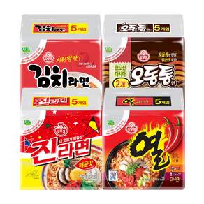 진라면 매운맛 5개+김치라면 5개+오동통면(다시마2) 5개+열라면 5개, 1세트