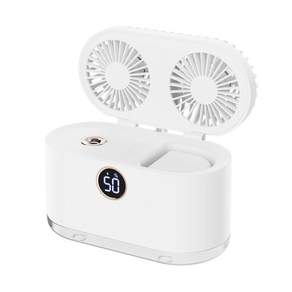 Well Star 더블-헤드 스프레이 팬 모이스처라이징 스프레이 쿨링 스몰 USB 선풍기, White, WT-818