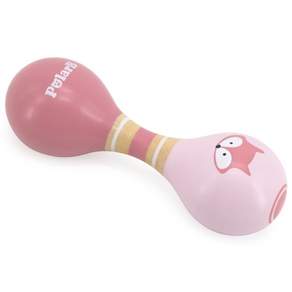 폴라비 유아 원목 완구 딸랑이 더블 마라카스 악기놀이 장난감, 여우, 1개