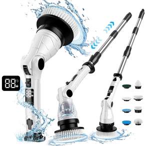 Bamifun 무선 전동 욕실 청소기 주방 화장실 다용도 청소기 IPX7 방수 8in1세트, TD-8138, 화이트