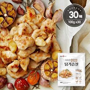 바디나인 촉촉한 한입 닭가슴살 마늘맛 100g, 30개