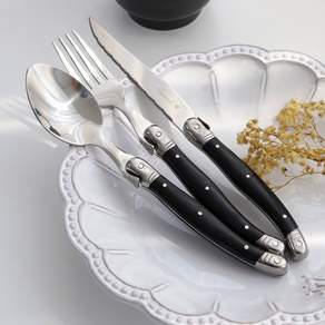 [파격사은품] 아쿠아 라귀올 커트러리 양식기, 1개, 3p + 양식기받침, 블랙