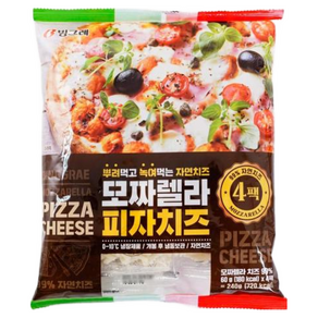 빙그레 모짜렐라 피자치즈 240g (60g x 4팩) 5개 냉장 무배