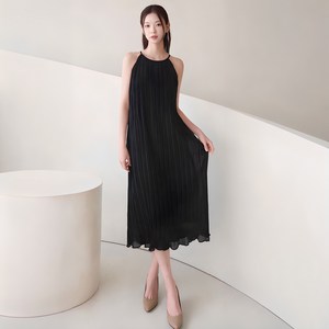 여름 나시 롱 원피스 홀터넥 민소매 라운드넥 바캉스 휴양지 주름 [루루]