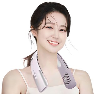 maomaodian휴대용 무선 넥밴드 선풍기 1초 냉방 USB 음소 거 KE-2, 핑크퍼플X1