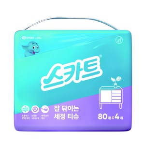 스카트 잘 닦이는 세정티슈 80매, 4개